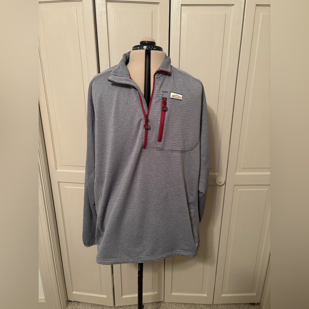 Orvis Gray Quarter-Zip Pullover with Red Accents